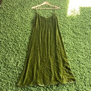 Reformation Green Velvet Slip Dress